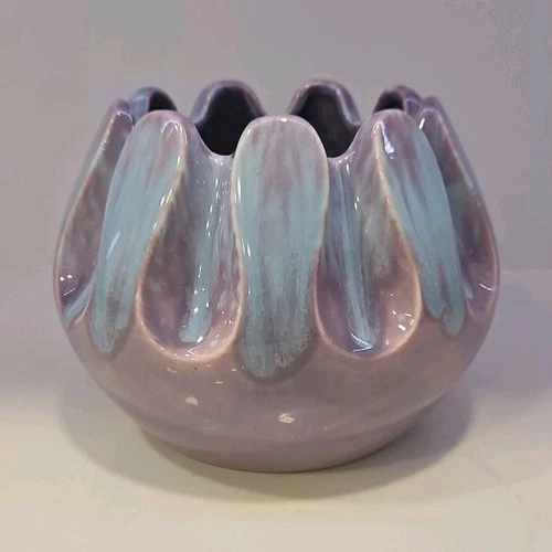 Royal Haeger 345S Purple Blue Ceramic Art Pottery Planter USA Round Vintage