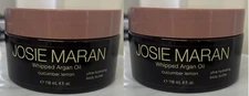 2x Josie Maran Whipped Argan Oil Hydrating Body Butter Cucumber Lemon 4 Oz each