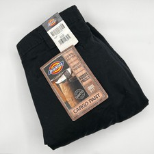 Dickies Cargo Pant Mens 36x30 Black NEW Loose Fit Cotton Workwear Casual