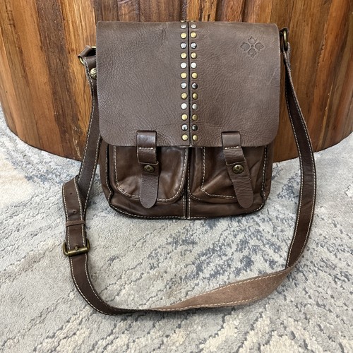 Patricia Nash ARMENO Chocolat Brown Italian Leather Crossbody Messenger Bag
