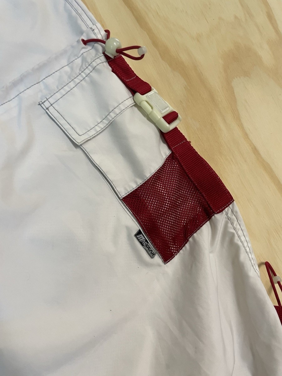 Macgear Pants Vintage Cargo White Adjustable Nylon Baggy Rave 90s