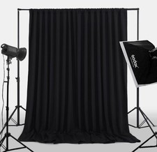 Black Backdrop Curtains 8 Panels 5ft x 10ft Polyester Photo Drapes