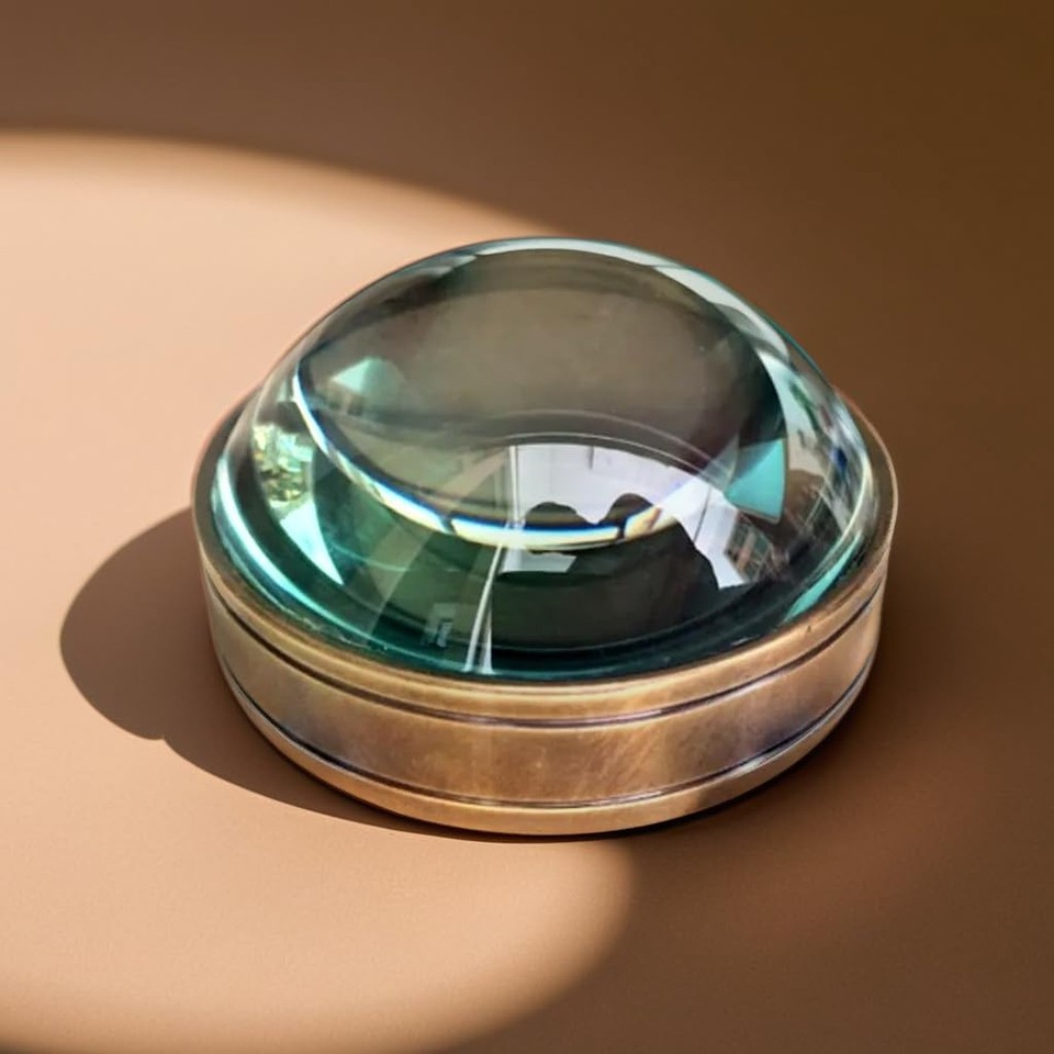 Vintage Desk Magnifier Glass Paperweight Antique Brass Magnifying Glass with ...