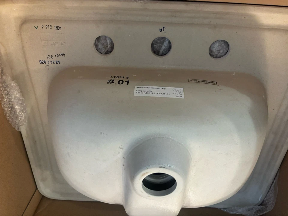 "Fregadero de baño TOTO LT531.8 Promenade 22x18.5"" - algodón auto ribeteado NUEVO Foto 3 de 4