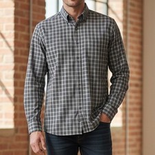 Dockers Men Button Down Plaid Long Sleeve Stain Defender Large Neck 16 16.5