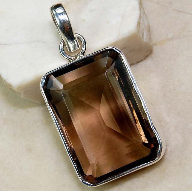 6CT Natural Smoky Topaz 925 Solid Sterling Silver Pendant Jewelry @11-6