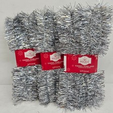 Holiday Time Silver Tinsel Garland 12 ft Lot of 3 Total of 36 ft