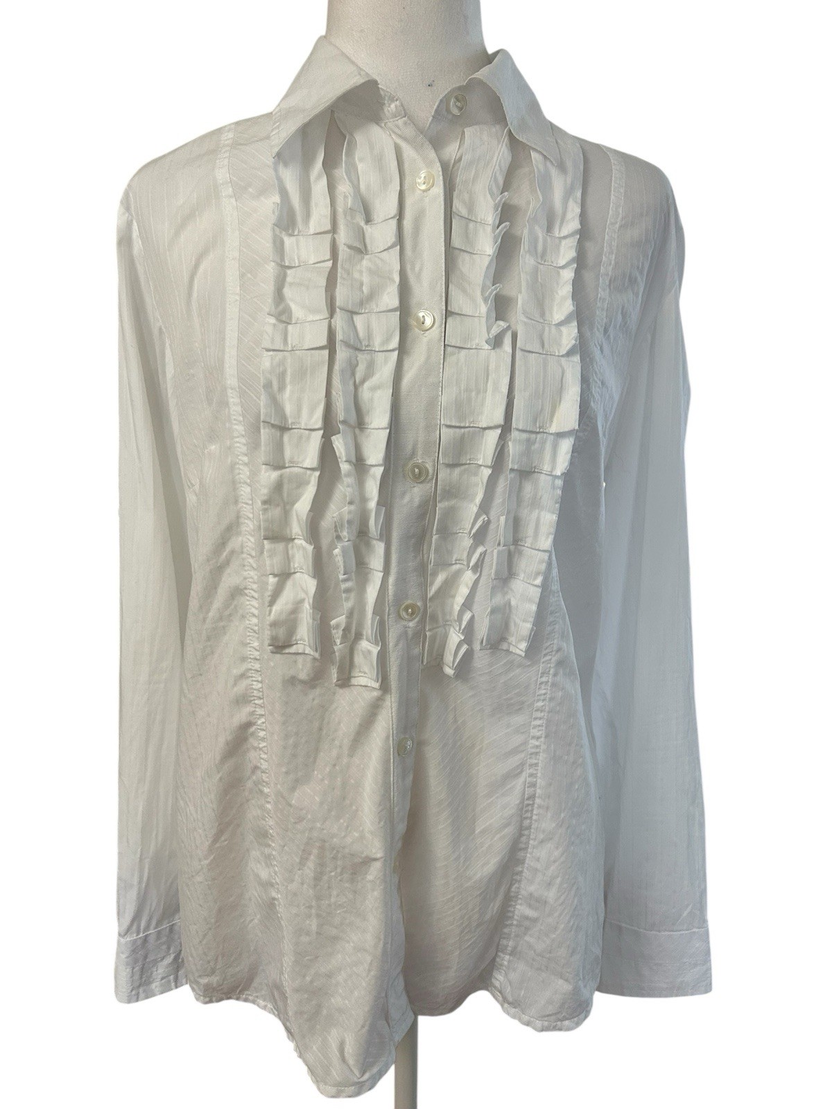 Pendleton Classic White Bottom Down Pleated Front… - image 1