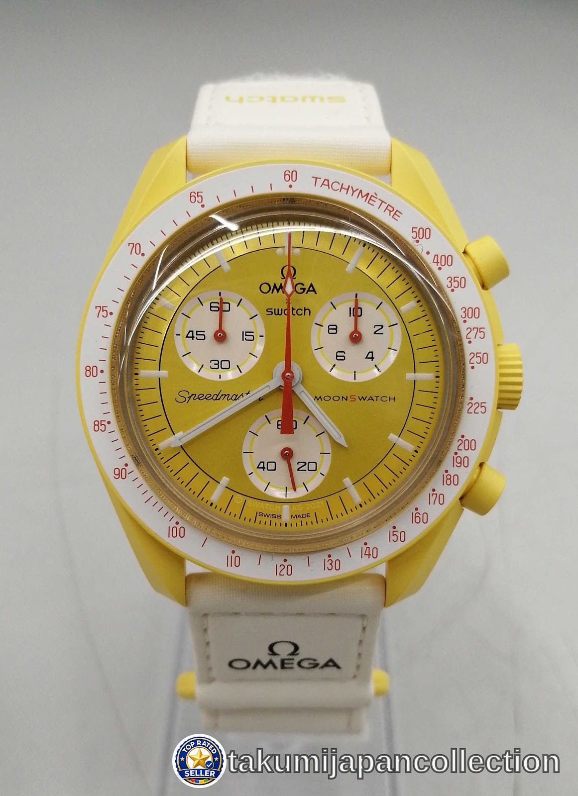 Omega Swatch Speedmaster Moonswatch Yellow White