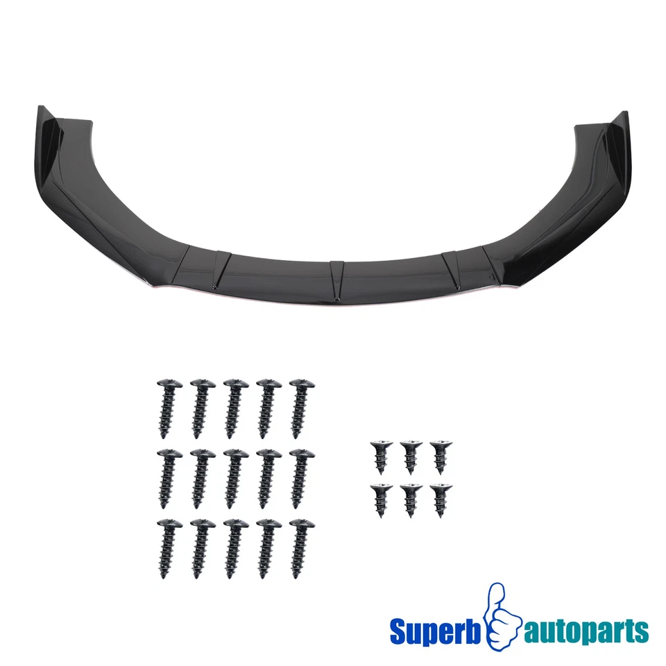 Universal Glossy Black Front Red Lip Spoiler Splitter Body 3PC Set Ford BMW VW Foto 3 de 4