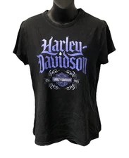 Harley Davidson Women's Cool Ember Short Sleeve T-Shirt Dyed Black 3002739