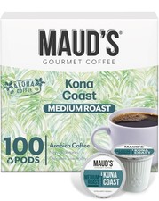 Maud's Kona Coffee Pods Medium Roast 100ct Recyclable K-Cup Compatible