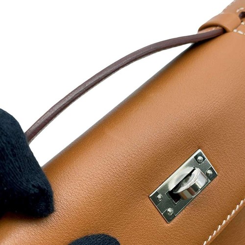 Hermes Kelly Pochette Handbag Gold/Silver Hardware Swift K Stamp HERMES - Picture 8 of 12