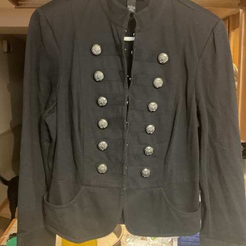 International Concepts - Inc. Womens Military Look Black Blazer Jacket Large