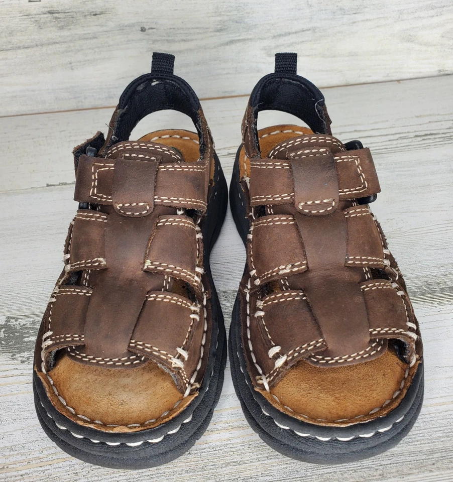 Коричневые кожаные рыбацкие сандалии Buster с открытым носком 24858-5 Clark для малышей 11 М - Изображение 4 из 4