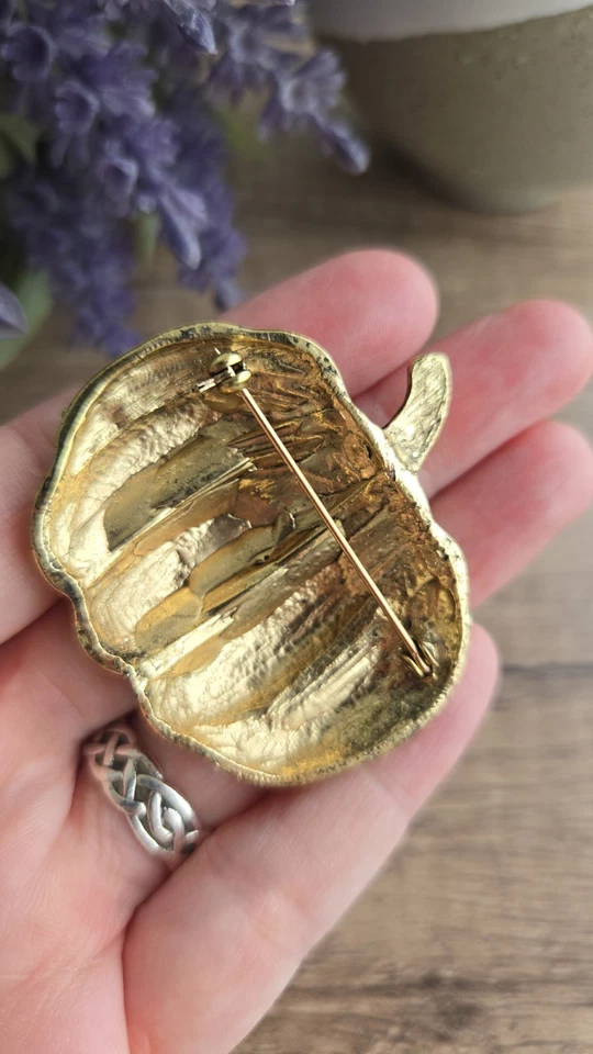 Pumpkin Brooch Enamel Crystal Rhinestone Black And Orange Large Pumpkin Pin - Image 4 of 4