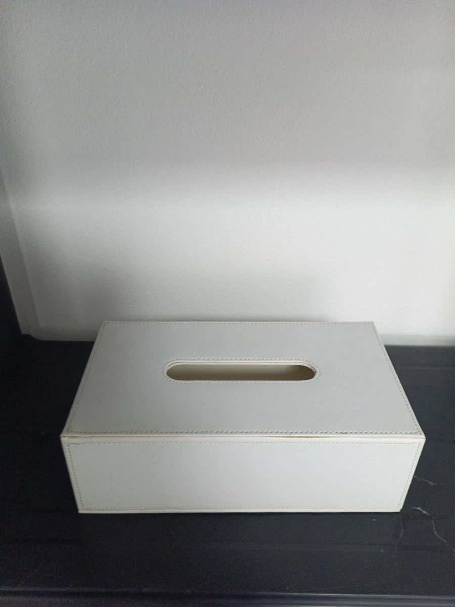 Porta fazzoletti rettangolare in pelle (Motivo marmo grigio