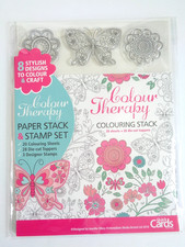 Colour Therapy Paper Stack  Stamp Set 20 Sheets 28 Die-Cut 3 Stamps NEW