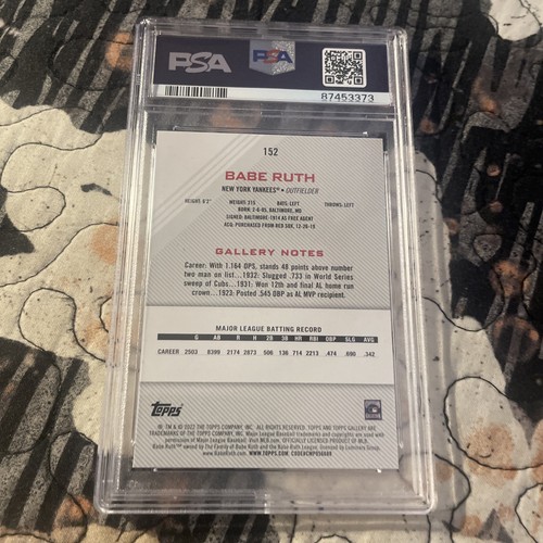 2022 POP 9👈TOPPS GALLERY⚾️BABE RUTH #152*SULTAN OF SWAT*NY YANKEES PSA 10 RARE! - Picture 2 of 3