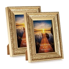 Edenseelake 4x6 Picture Frames Set of 2, Vintage Gold Photo Frame 4 by 6 for ...