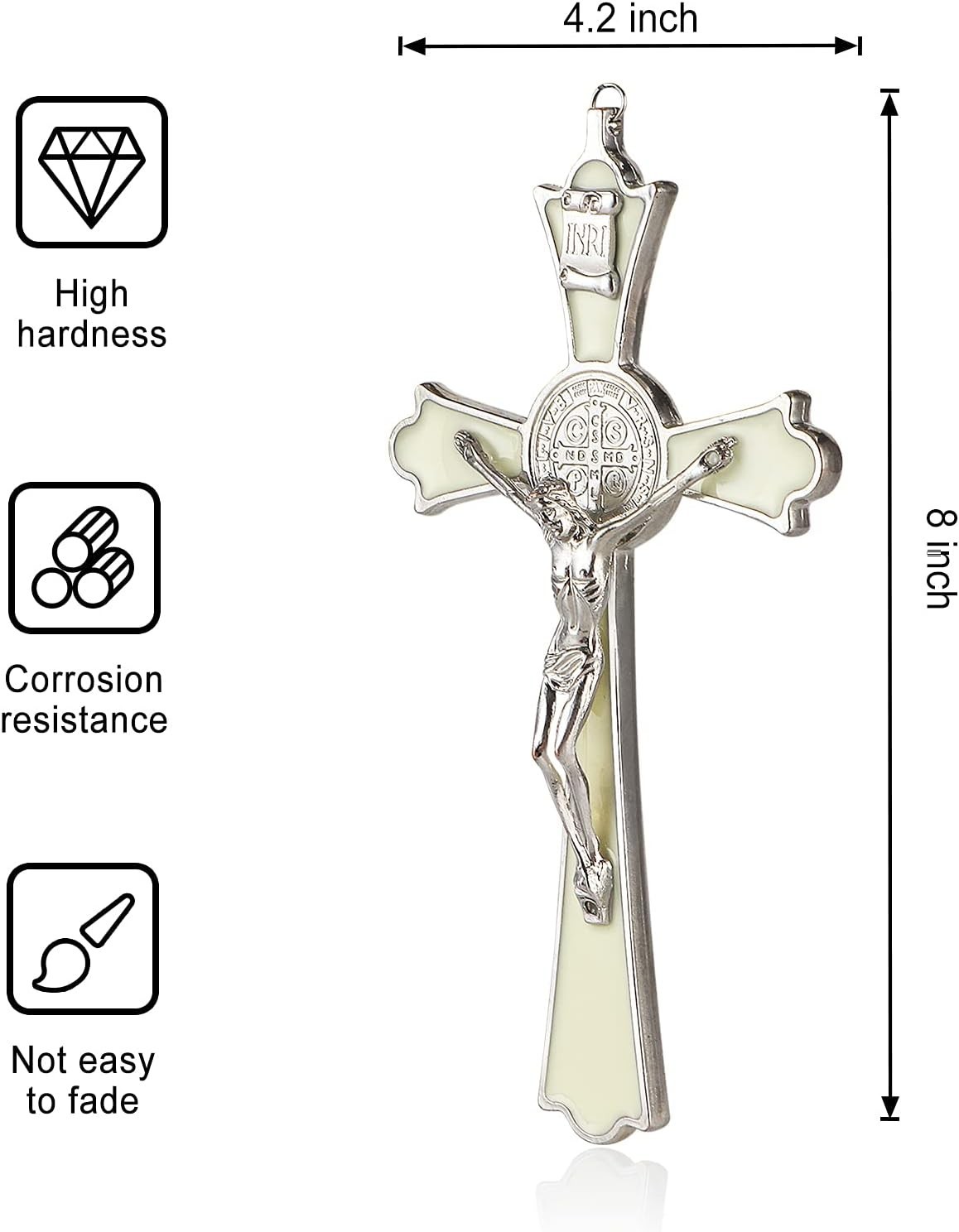 Saint Benedict Enamel Crucifix - Crucifix Wall Cross Metal Wall Art-8 Inch Cr...