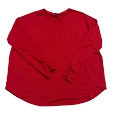 Crown Ivy Red Dolman Sleeve Blouse Round Neck Ruched Sleeves Round Hem Sz XS