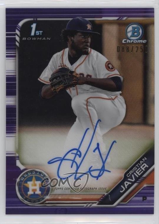 2019 Bowman Chrome Prospects Purple Refractor /250 Cristian Javier #CPA-CJ Auto