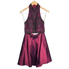 Sherri Hill 50524 Prom Homecoming Two Piece Dress in Plum Size 6 Embellished