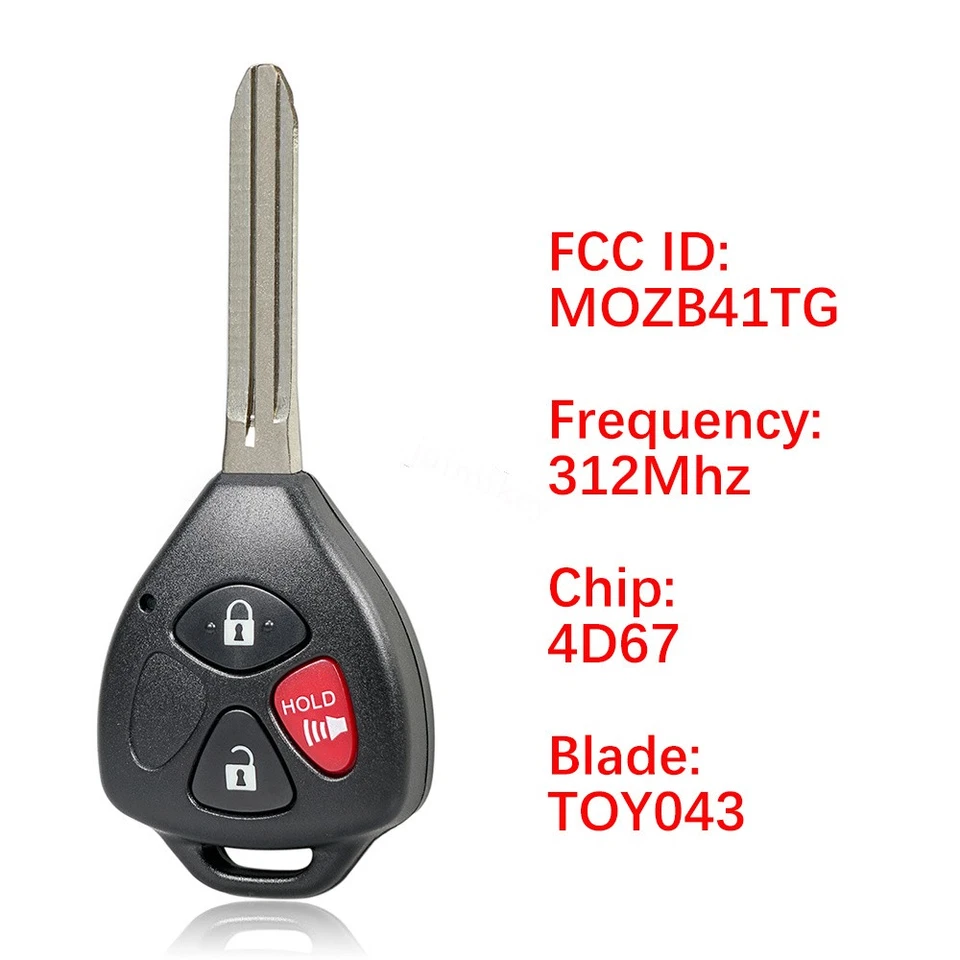 2 para 2007 2008 2009 2010 2011 Toyota Yaris 3B controle remoto chaveiro 4D67 chip MOZB41TG - Imagem 2 de 4