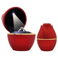Novel Box Rose Shaped Ring Box with LED Light for Wedding & Special Occasions