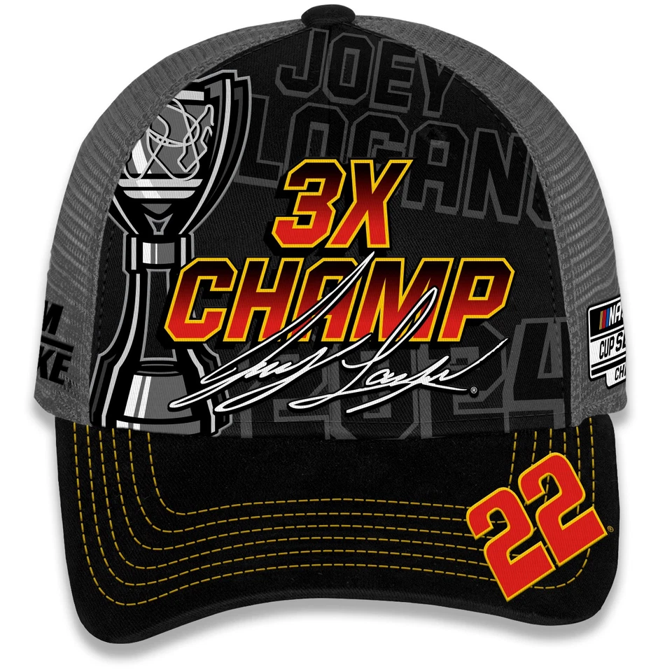 Hombre Bandera A Cuadros Deportes Negro Joey Logano 2024 NASCAR Cup Series Campeón Foto 2 de 4
