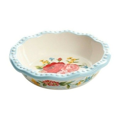 Pioneer Woman Sweet Rose Mini Pie Pan 4.75-in Stoneware Country Blue Floral NEW