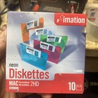 Imation Neon Mac Formatted 2Hd 1.4 Mb 3.5 Diskettes New Old Stock