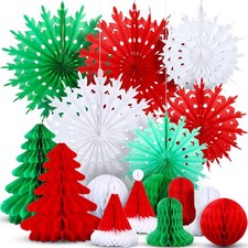 16 Pieces Honeycomb Christmas Tree Decorations Ornaments Assorted 3D Decorati...