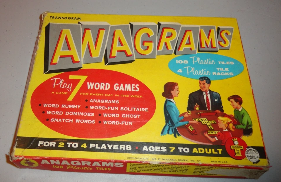 Vintage 1957 Transogram Anagrams Incomplete 82 tiles 2 racks - Image 2 of 4