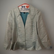 Metaphor Blazer Jacket White/Light Blue - Teal Lining - Sz Lg
