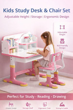 Kids Desk and Chair Set,Height Adjustable Child's School Study Writing Tables,BG