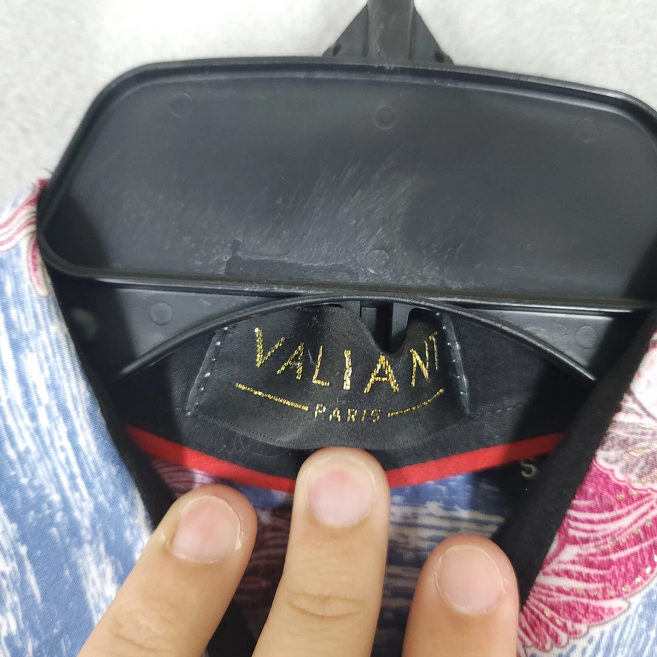 Camisa de Valiant Paris Para Hombre S Azul Rosa Abotonada Manga Larga Floral Abstacto Foto 3 de 4