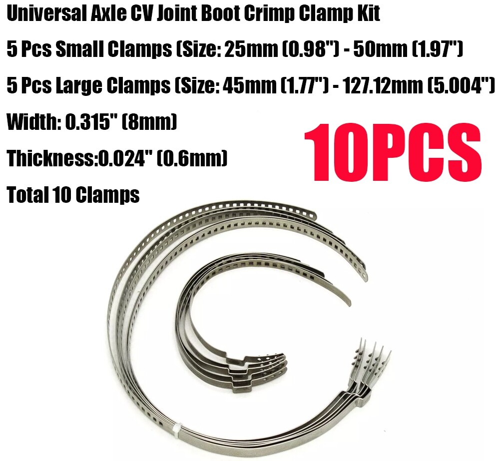 10pc Universal CV Joint Boot Clamp Kit 5 Small 5 Large for Drive Shaft Axle