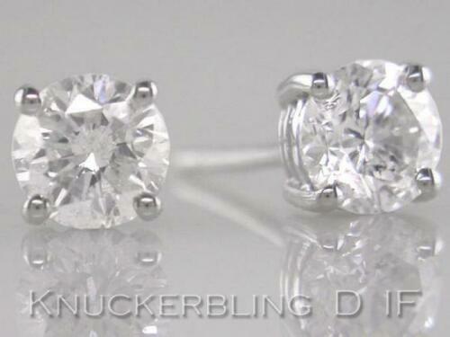 2.00ct Round Brilliant Diamond Solitaire Studs Certificated D IF Exc in Platinum - Picture 1 of 1