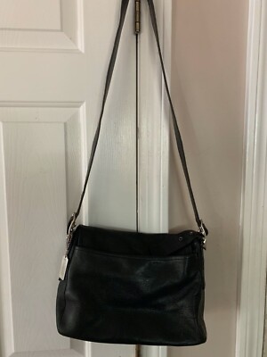 ガブスレザーバック COACH VINTAGE BLACK LEATHER FLAP CROSSBODY SHOULDER BAG