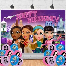 Birthday Party Backdrop w/balloons 5ftx3ft