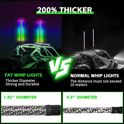 Antena de luz LED espiral de látigo de grasa de 2 pies persecución RGB para Can-am X3 RZR UTV ATV Jeep - Imagen 5 de 15