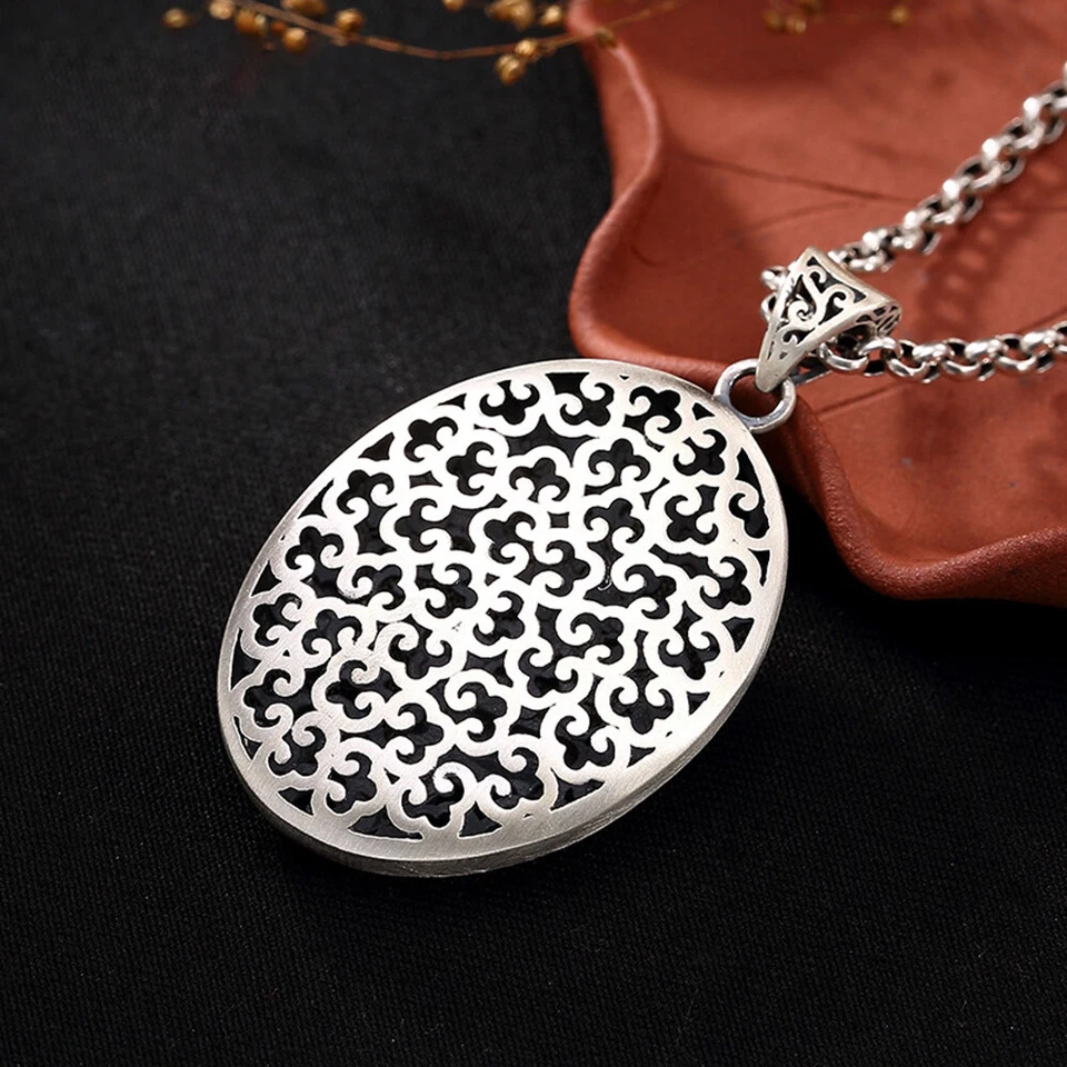 Colgante Fénix Hueco Plata Fina Sólida 990 Diseño Bendición Oriental Foto 3 de 4