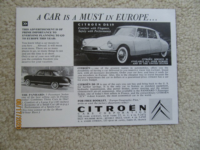 1957 Original Ad - Citroen (DS 19, The Panhard Sedan ...