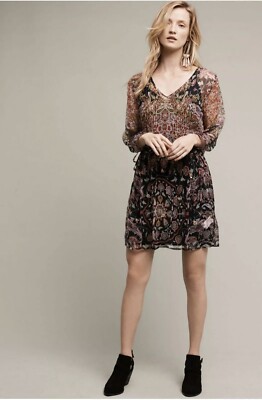 NEW $148 Anthropologie Lily Ruffle Tunic By HD In Paris Printed Size Sz S Small
