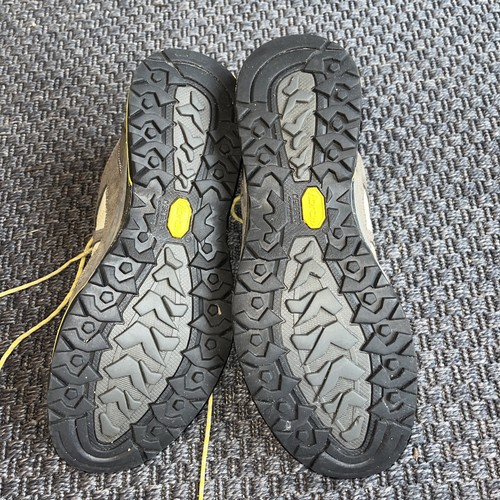 ASOLO Shoes Goretex Vibram Women's Hiking Sz 8.5 Brown Yellow Grey Tan Camping - Imagen 5 de 7