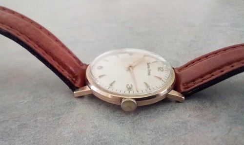 Smiths Astral 9ct Gold Gents Watch 43 years service British Railways H. Hughes - Picture 4 of 11