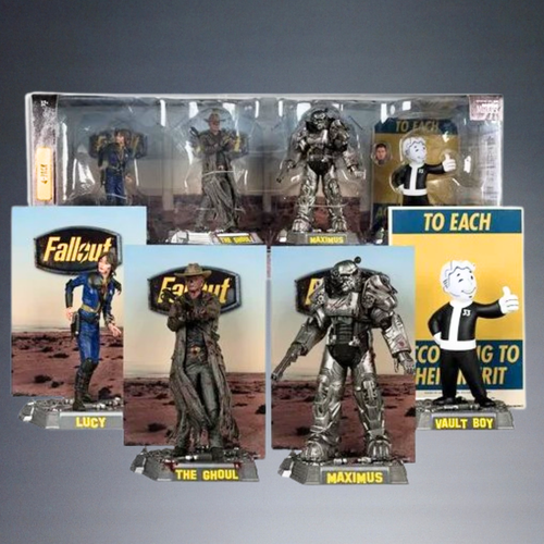 MCFARLANE MOVIE MANIACS FALLOUT LUCY-MAXIMUS-GHOUL+VAULT BOY 4pk ACTION FIGURES - Picture 2 of 6