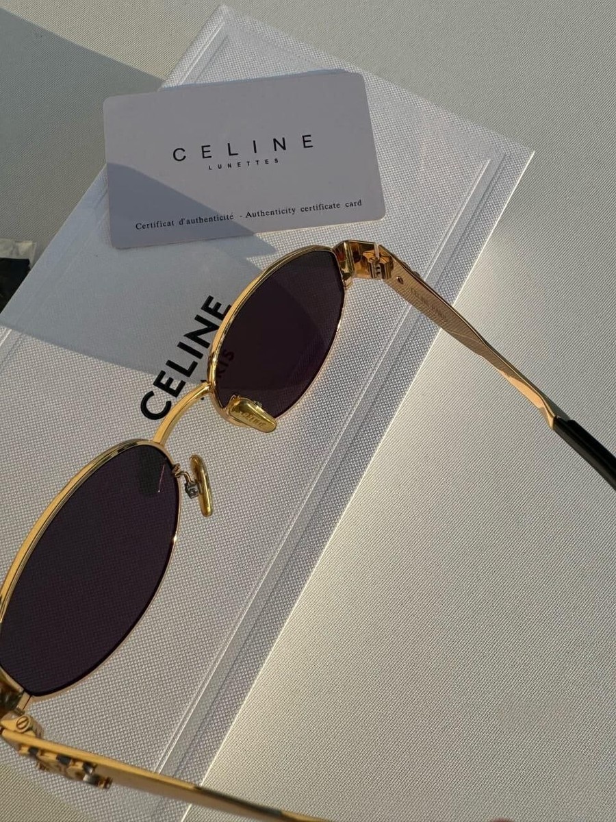 CELINE サングラス ゴールドフレーム ブラウン 新品 Celine Sunglasses in Gold Metal Frame with Brown Lenses | eBay